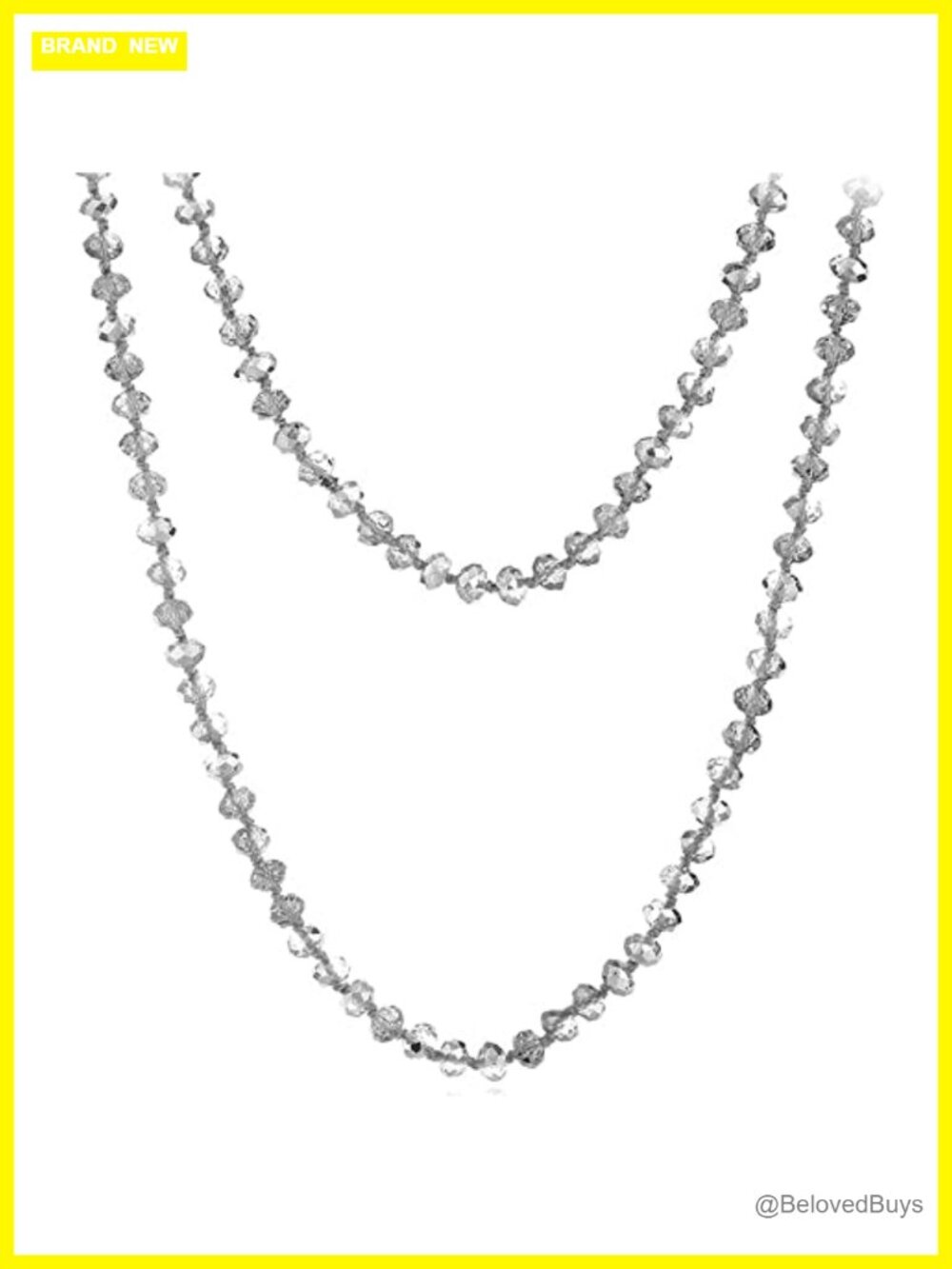 Hand Knotted Crystal Beaded Endless Strand Necklace 60 Inch Long Multi Layer